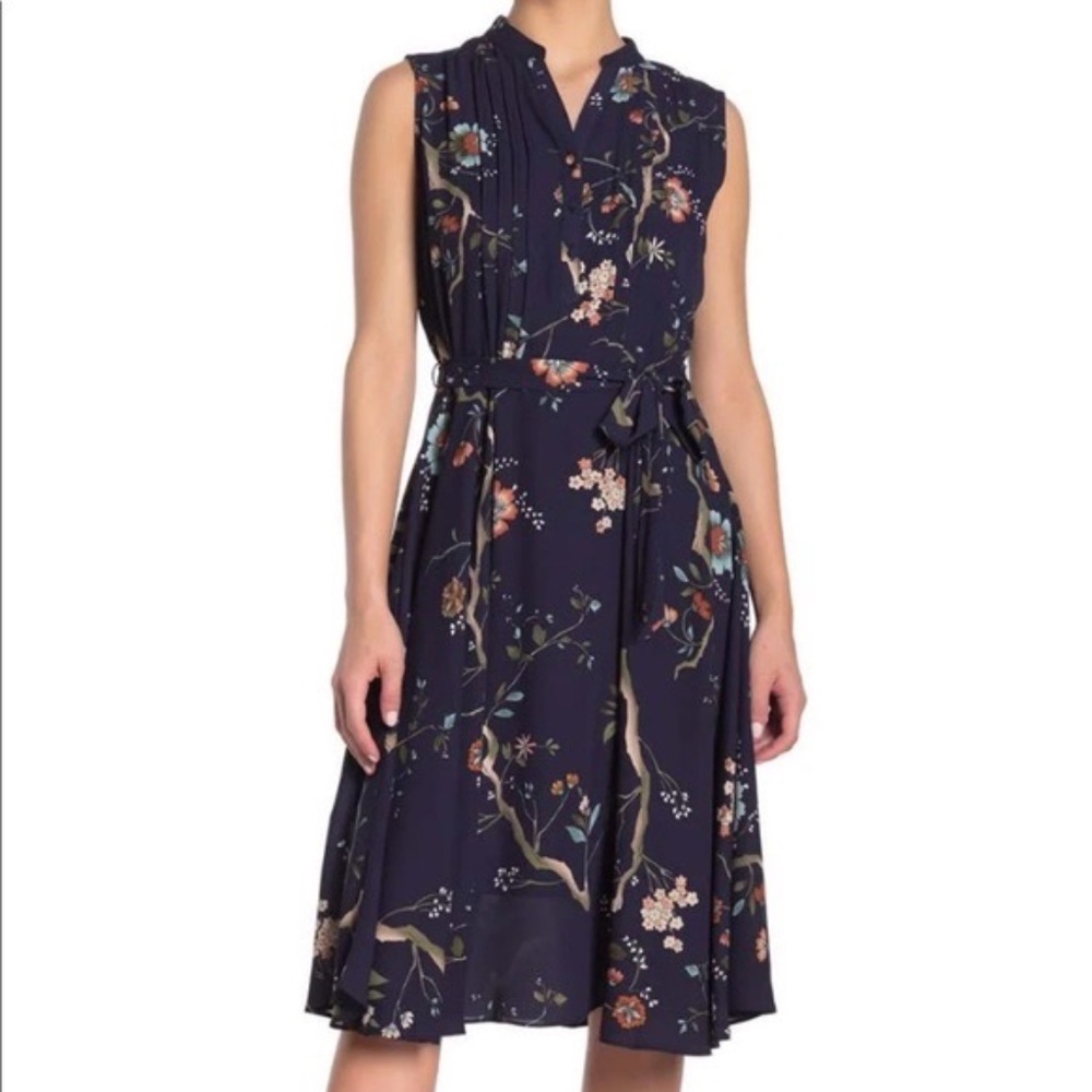 Nanette Lepore Navy Floral Sleeveless Dress Size‎ 10